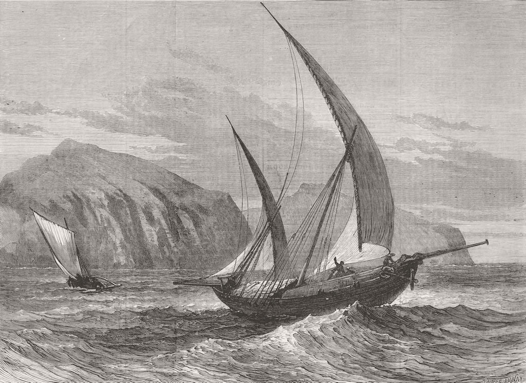INDIA. Cape Comorin, Southern tip of India 1877 old antique print picture